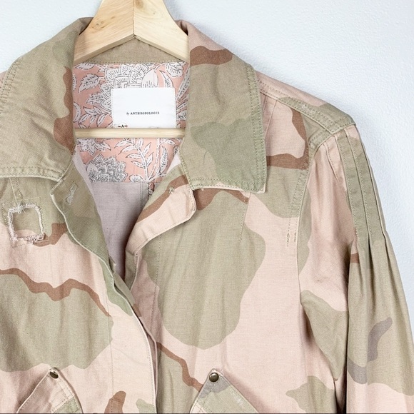 ANTHROPOLOGIE Lida Utility Jacket Pink Camo Oversized Cargo Boho Chic US S - Picture 7 of 13